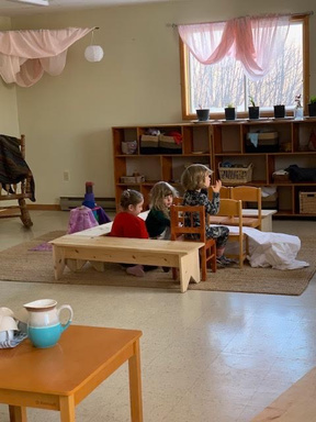 Classroom space with children